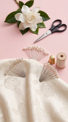 Elegant Off-White Pearl-Head Hijab Pins Set – Bridal & Tailoring Straight Pins