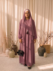 Aura Premium Flow Abaya — Dusty Mauve (Romantic Nadia Edition)