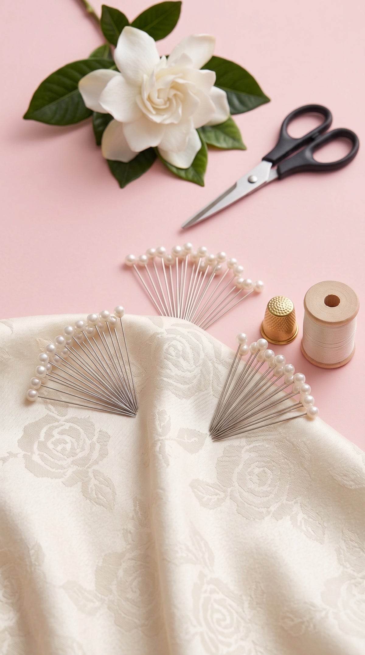 Elegant Off-White Pearl-Head Hijab Pins Set – Bridal & Tailoring Straight Pins