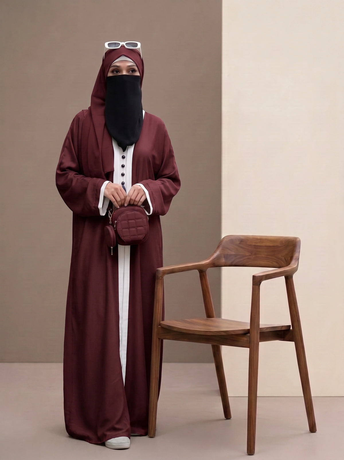 Vogue Dual-Tone Contrast Abaya — Royal Plum Edition