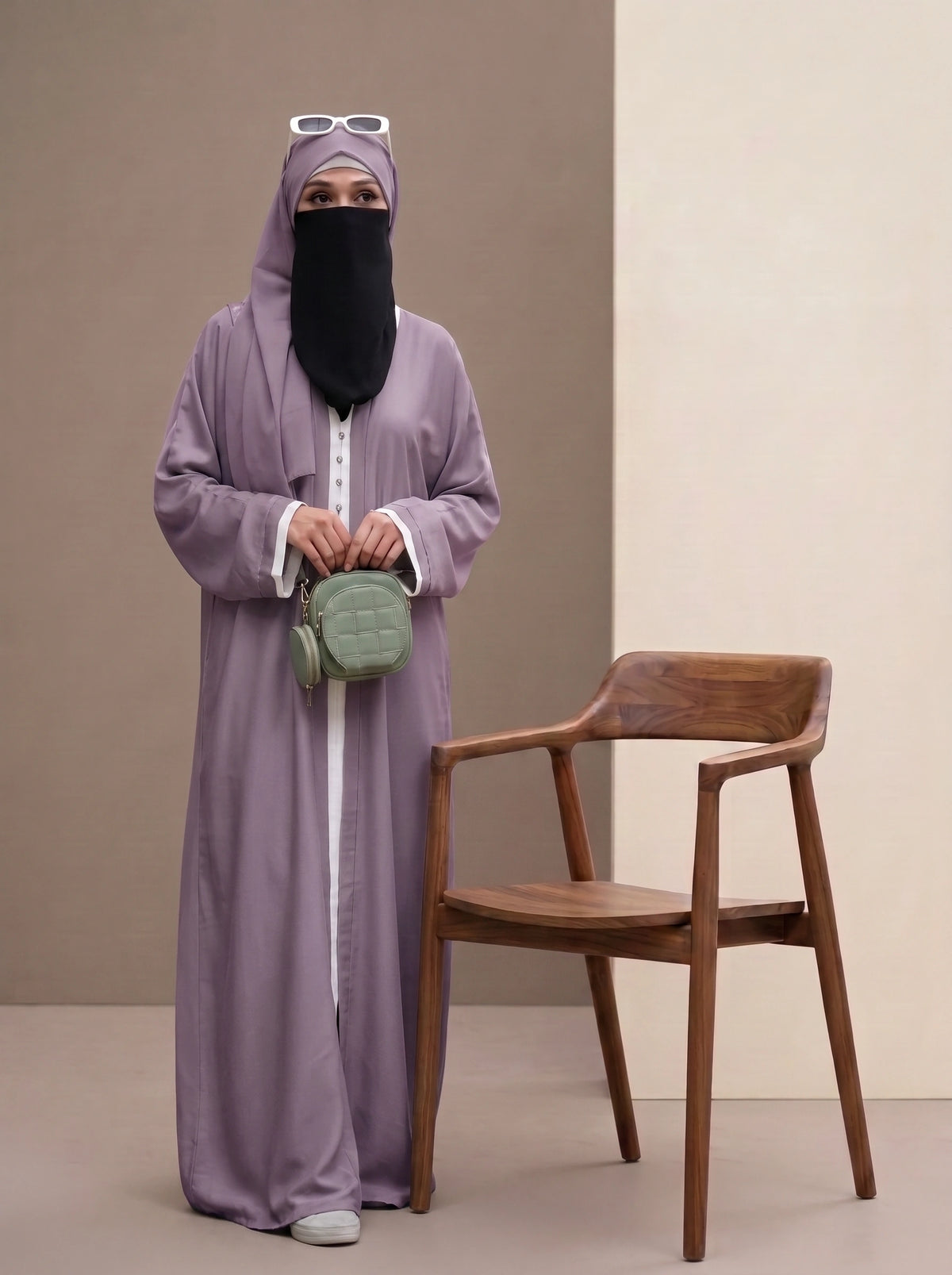 Vogue Dual-Tone Contrast Abaya — Light Purple Edition