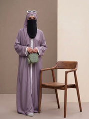 Vogue Dual-Tone Contrast Abaya — Light Purple Edition