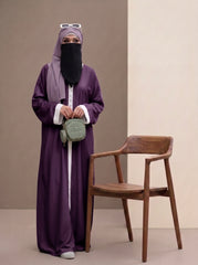 Vogue Dual-Tone Contrast Abaya — Royal Plum Edition